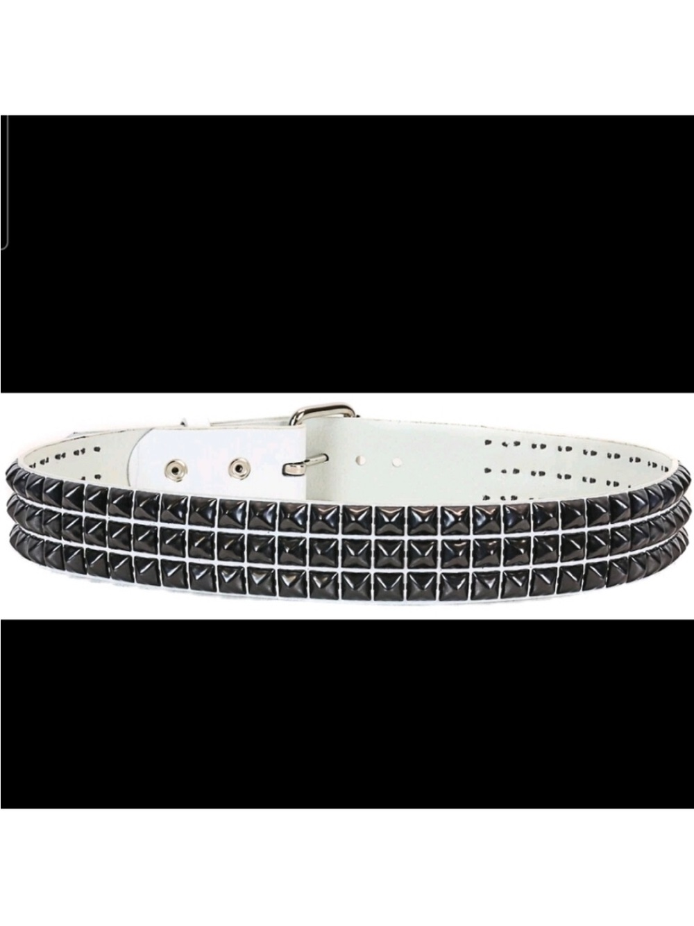 White Studded Women’s Belt - Triple Row Pyramid Stud Design